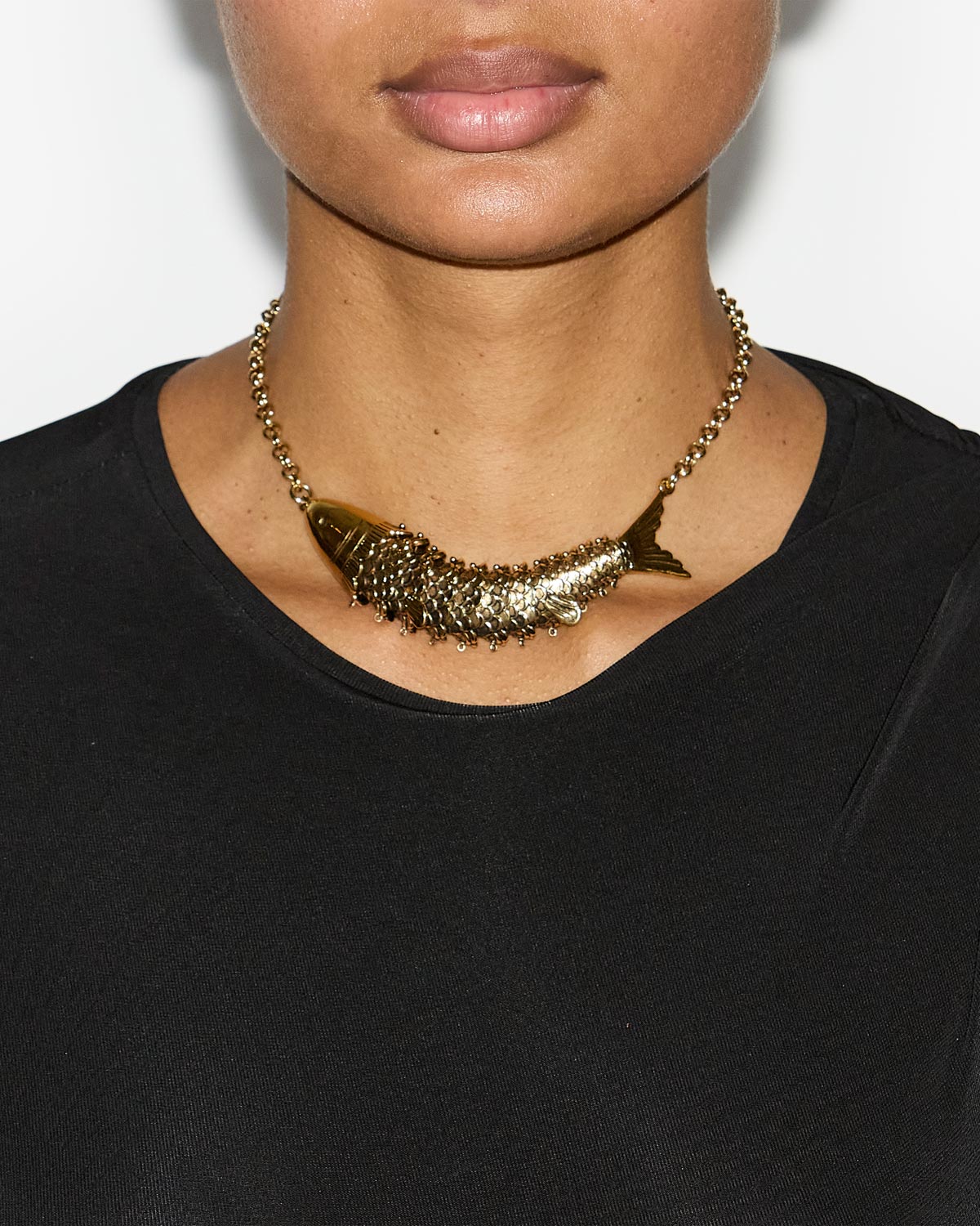 River fish-shaped choker necklace - Gold - Woman - 2