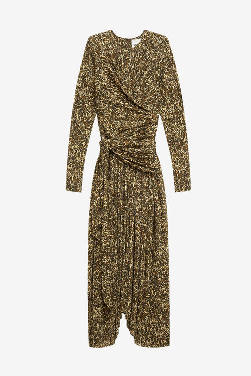 Abito zeidi drappeggiato con stampa leopardata - Marrone - Woman
