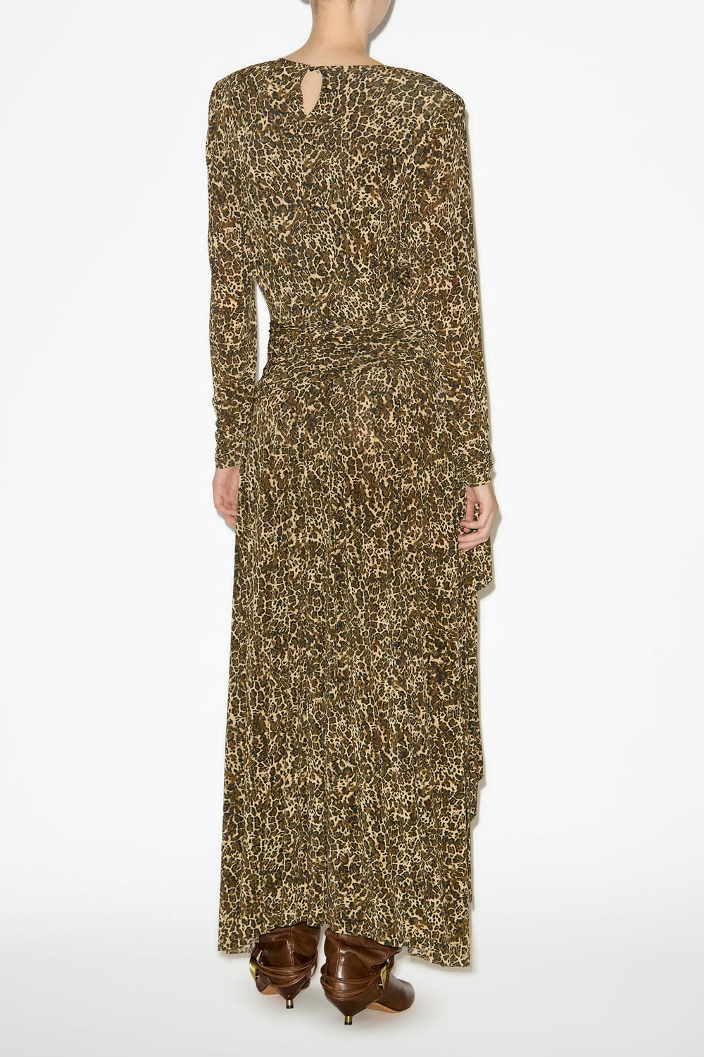 Abito zeidi drappeggiato con stampa leopardata - Marrone - Woman - 4