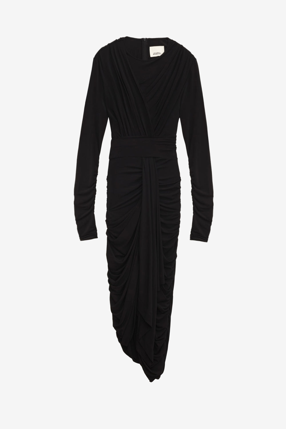 Abito zeidi drappeggiato in jersey tinta unita - Nero - Woman - 1