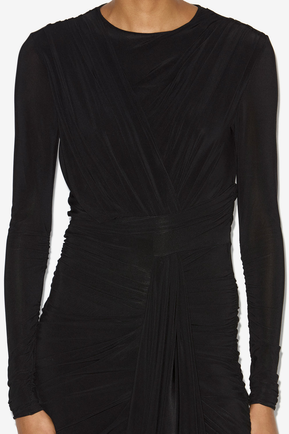 Abito zeidi drappeggiato in jersey tinta unita - Nero - Woman - 3
