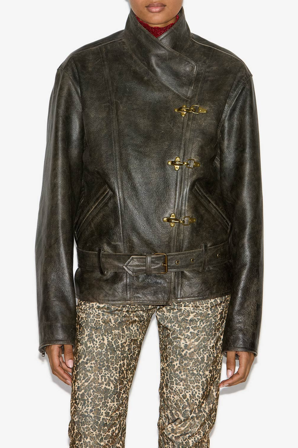 Lederjacke celie im biker-look - Vintage brown - Woman - 4