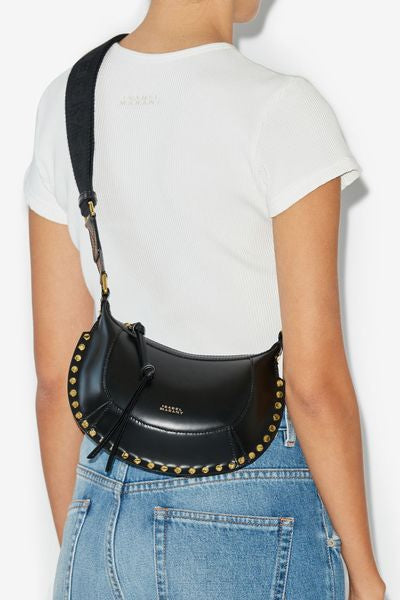 Mini moon soft leather baguette shoulder bag - Black - Woman - 4