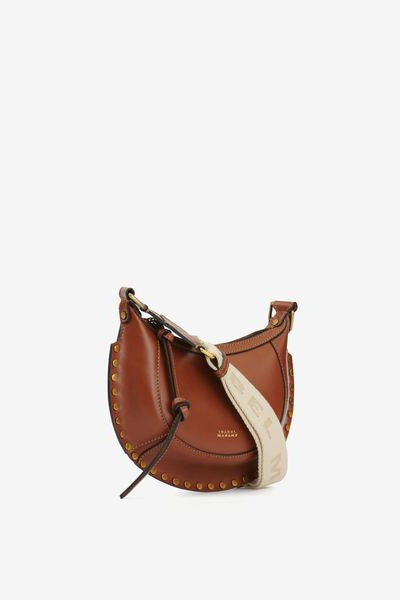 Borsa a spalla con borchie in pelle mini moon - Cognac - Woman - 6
