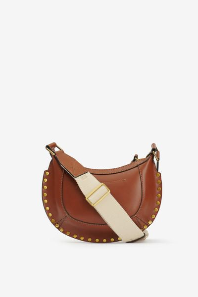 Borsa a spalla con borchie in pelle mini moon - Cognac - Woman - 3