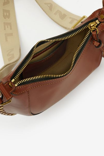 Borsa a spalla con borchie in pelle mini moon - Cognac - Woman - 5