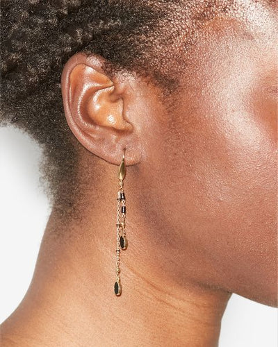 Gold-finish brass pendant earrings - Black - Woman - 3