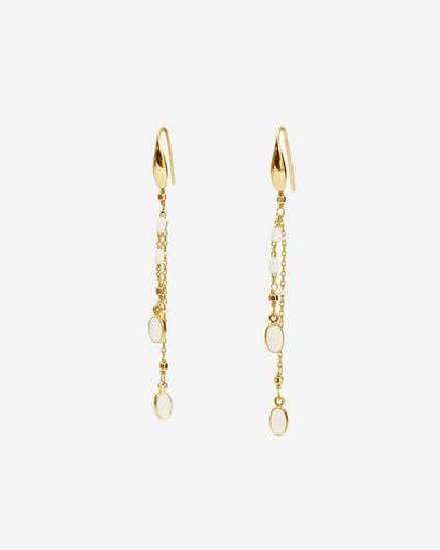 Gold-finish brass pendant earrings - Ecru - Woman - 2