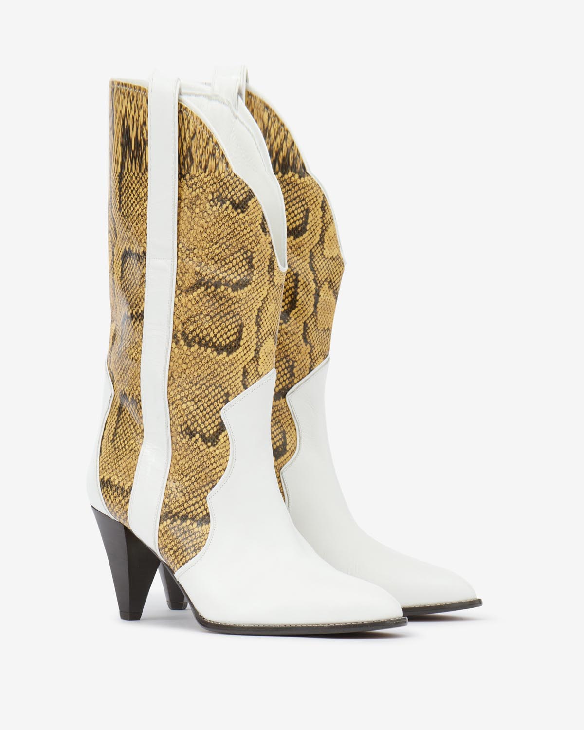 Printed leather ankle boots witney - Natural-white - Woman - 5