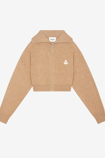 Cardigan oxane court en maille - Camel - Woman - 2