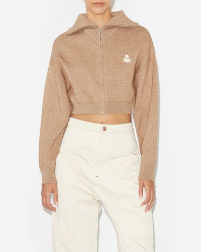 Cardigan oxane court en maille - Camel - Woman - 6