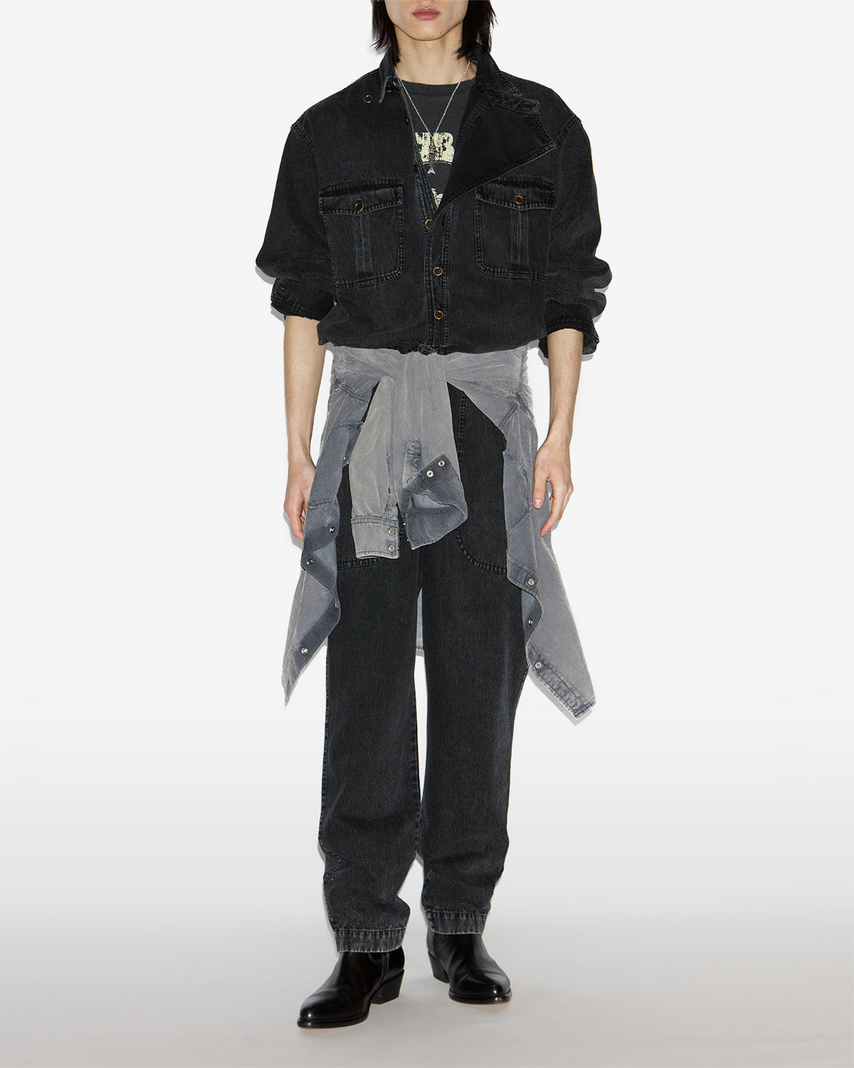 Tuta jumpsuit chelby in chambray - Vintage black - Man - 1