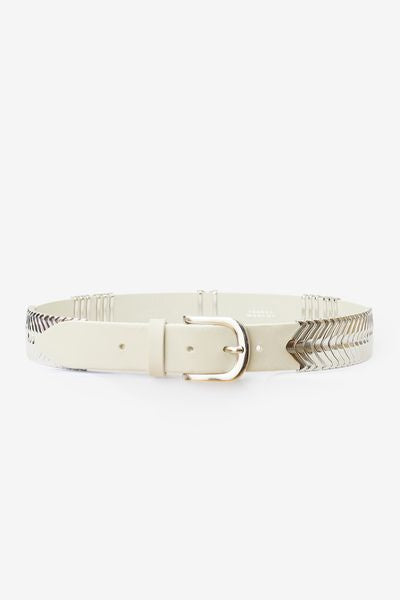 Tehora leather bucle belt - Chalk-silver - Woman - 2