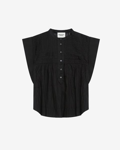 Leaza top in voile di cotone - Nero - Woman - 10