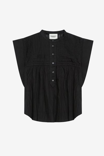 Leaza top in voile di cotone - Nero - Woman - 2
