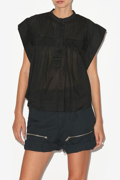 Leaza top in voile di cotone - Nero - Woman - 8