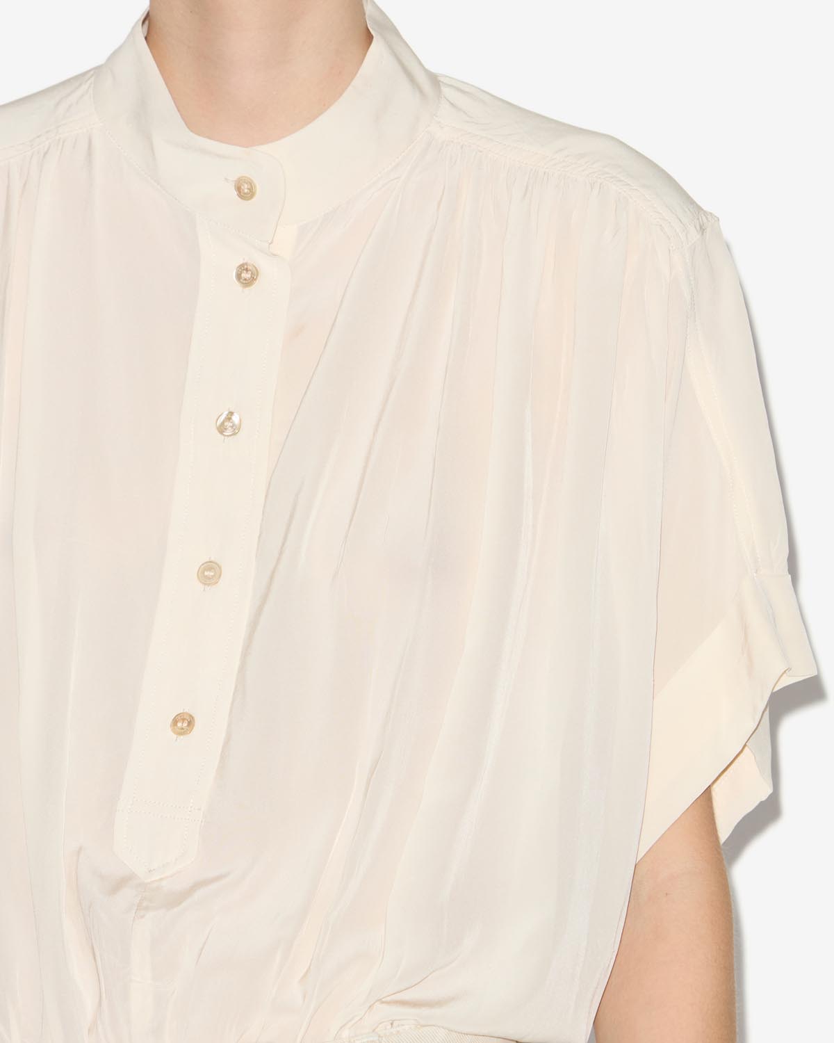Top arricciato azalea con collo a listino - Beige - Woman - 2