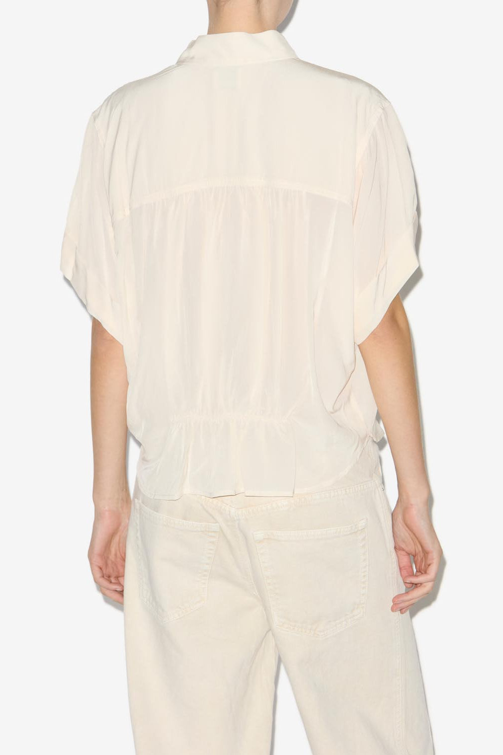 Top arricciato azalea con collo a listino - Beige - Woman - 5