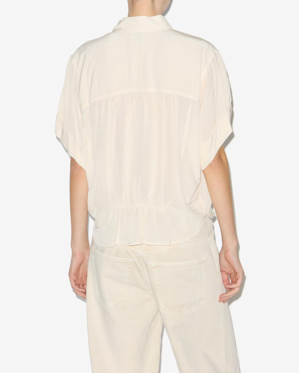 Top arricciato azalea con collo a listino - Beige - Woman - 4