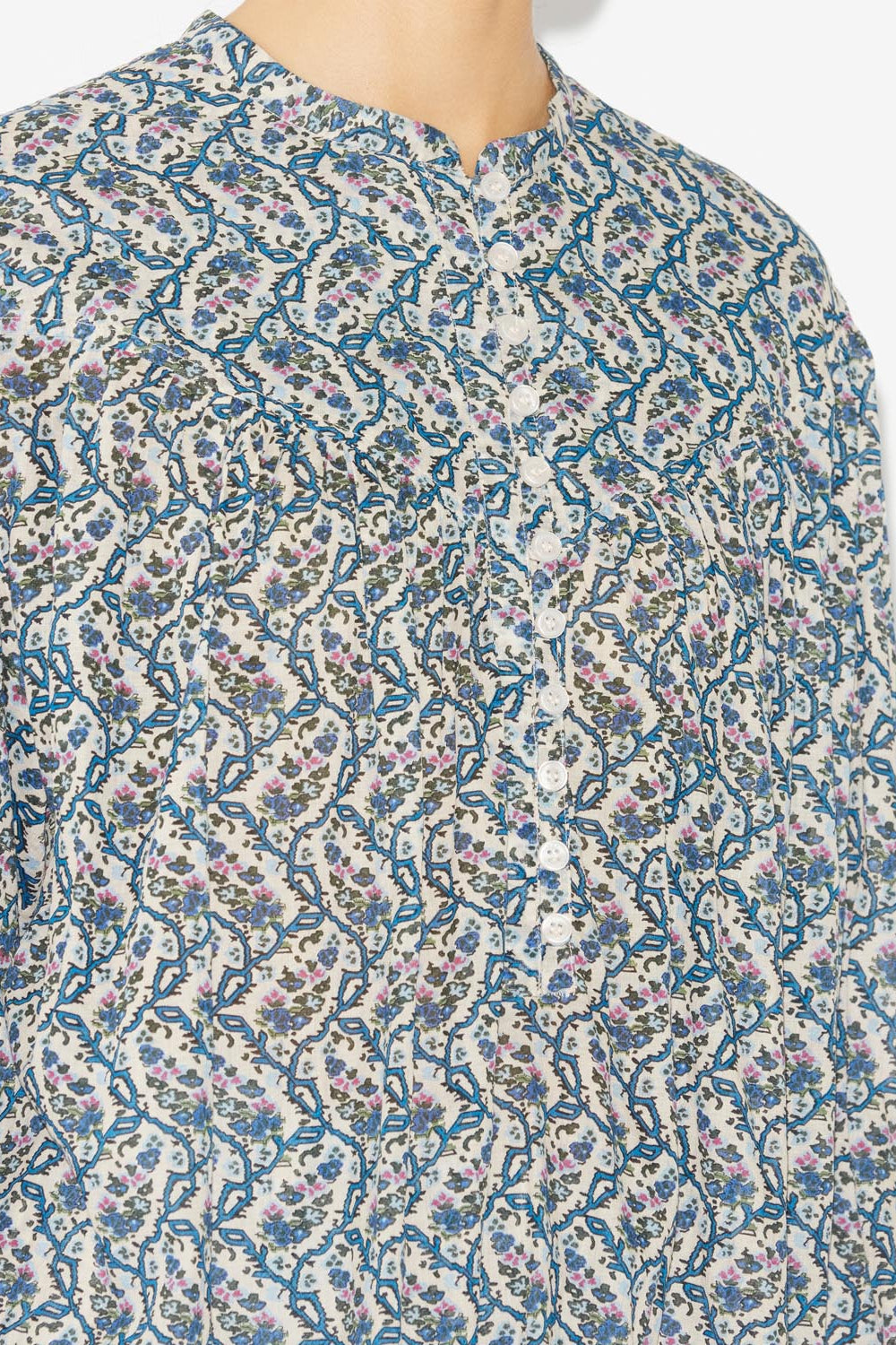 Salika printed cotton voile blouse - Ecru - Woman - 3