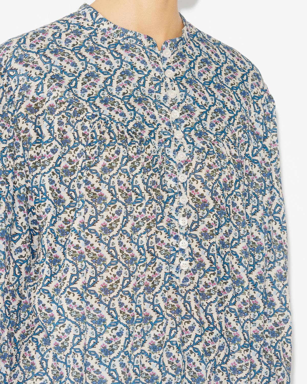 Salika printed cotton voile blouse - Ecru - Woman - 2