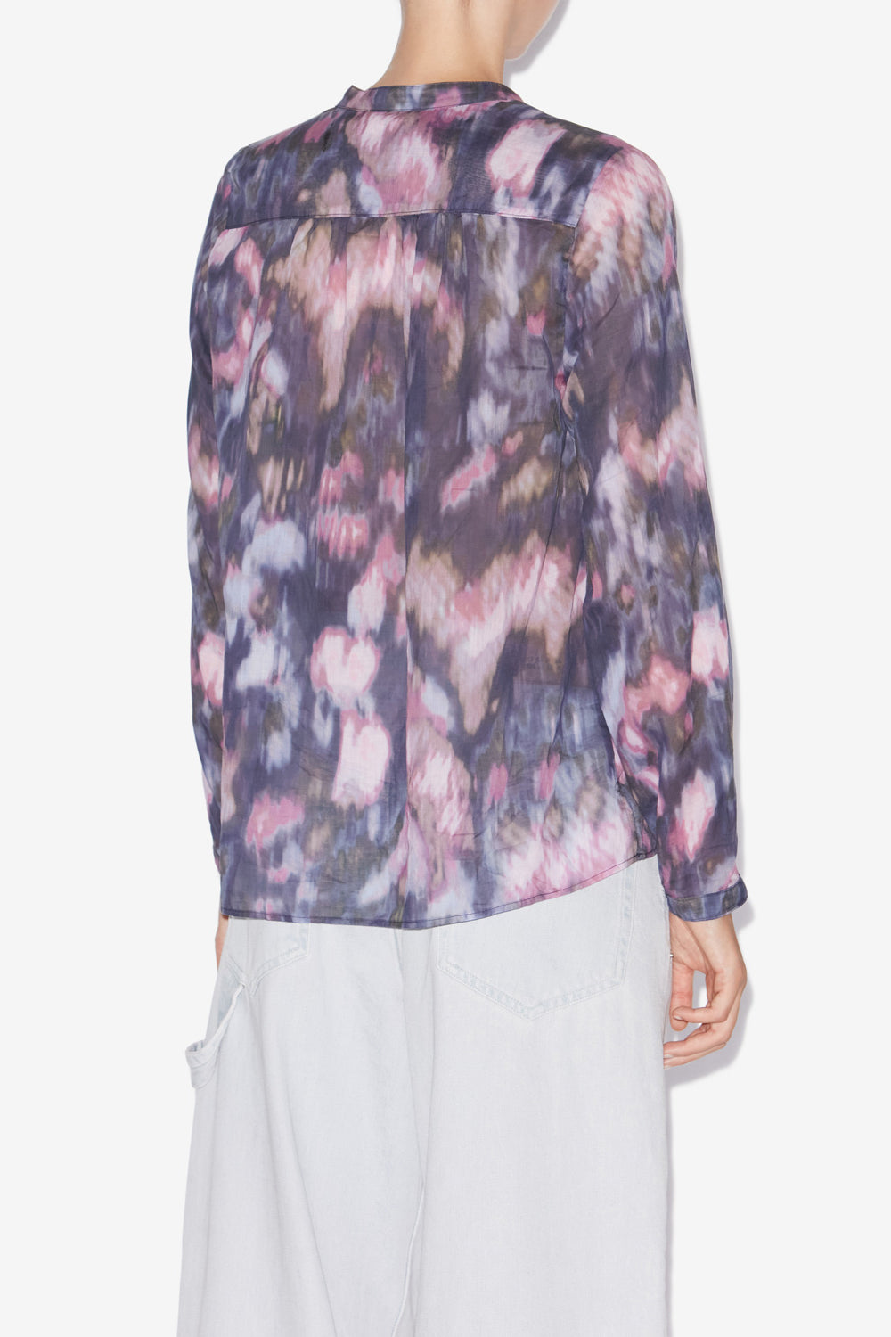 Blusa maria in voile di cotone con stampa - Purple-lilac - Woman - 5