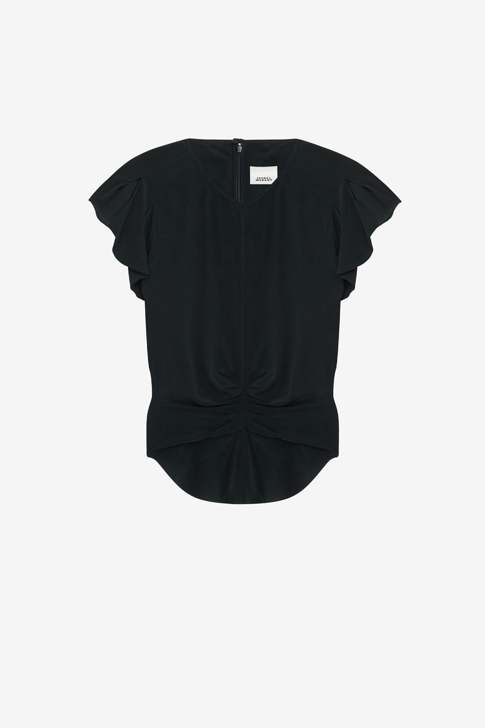 Top tullya a tinta unita con plissettatura - Nero - Woman - 1