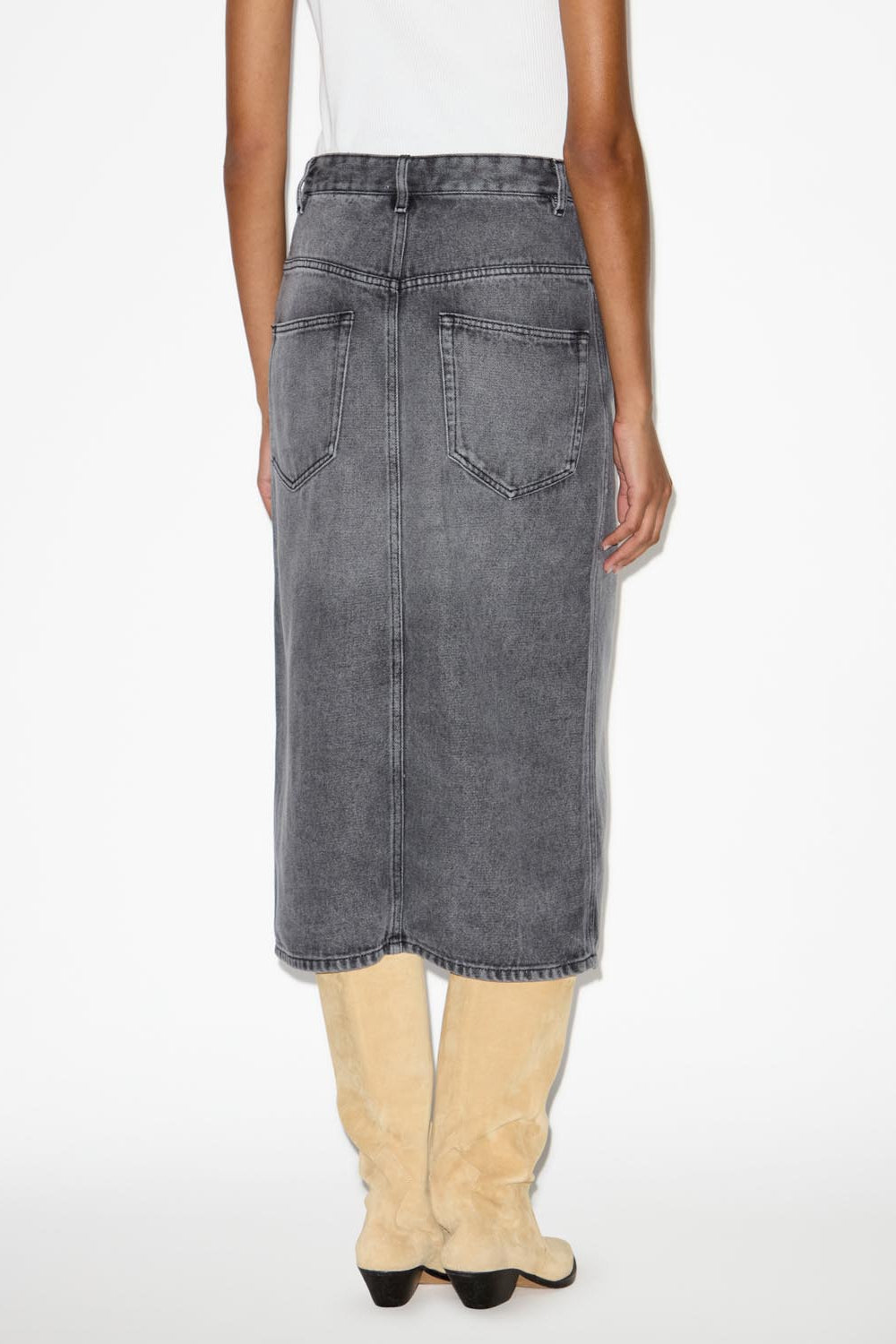 Midi-rock tilauria aus feinem denim - Light gray - Woman - 5