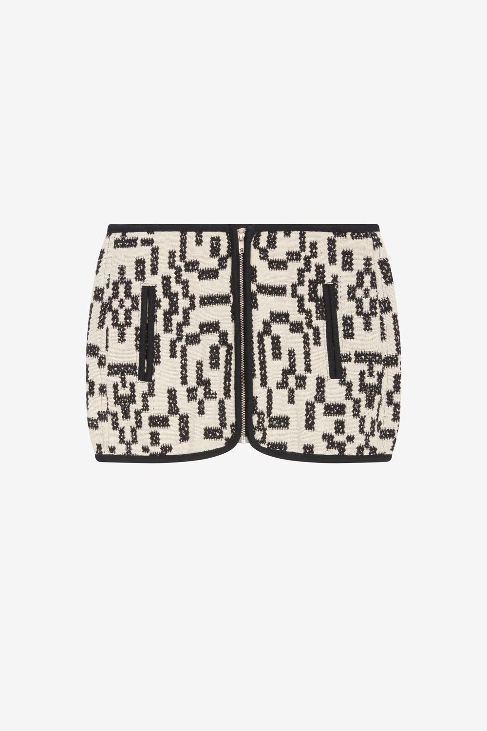 Arono short skirt in coton jacquard - Nero - Woman - 1