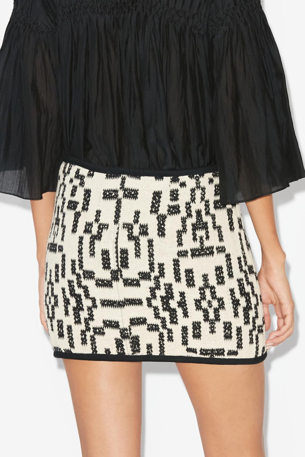 Arono short skirt in coton jacquard - Nero - Woman - 5