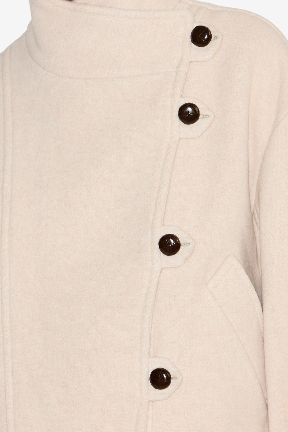 Cappotto corto hanis in misto lana - Ecru - Woman - 3