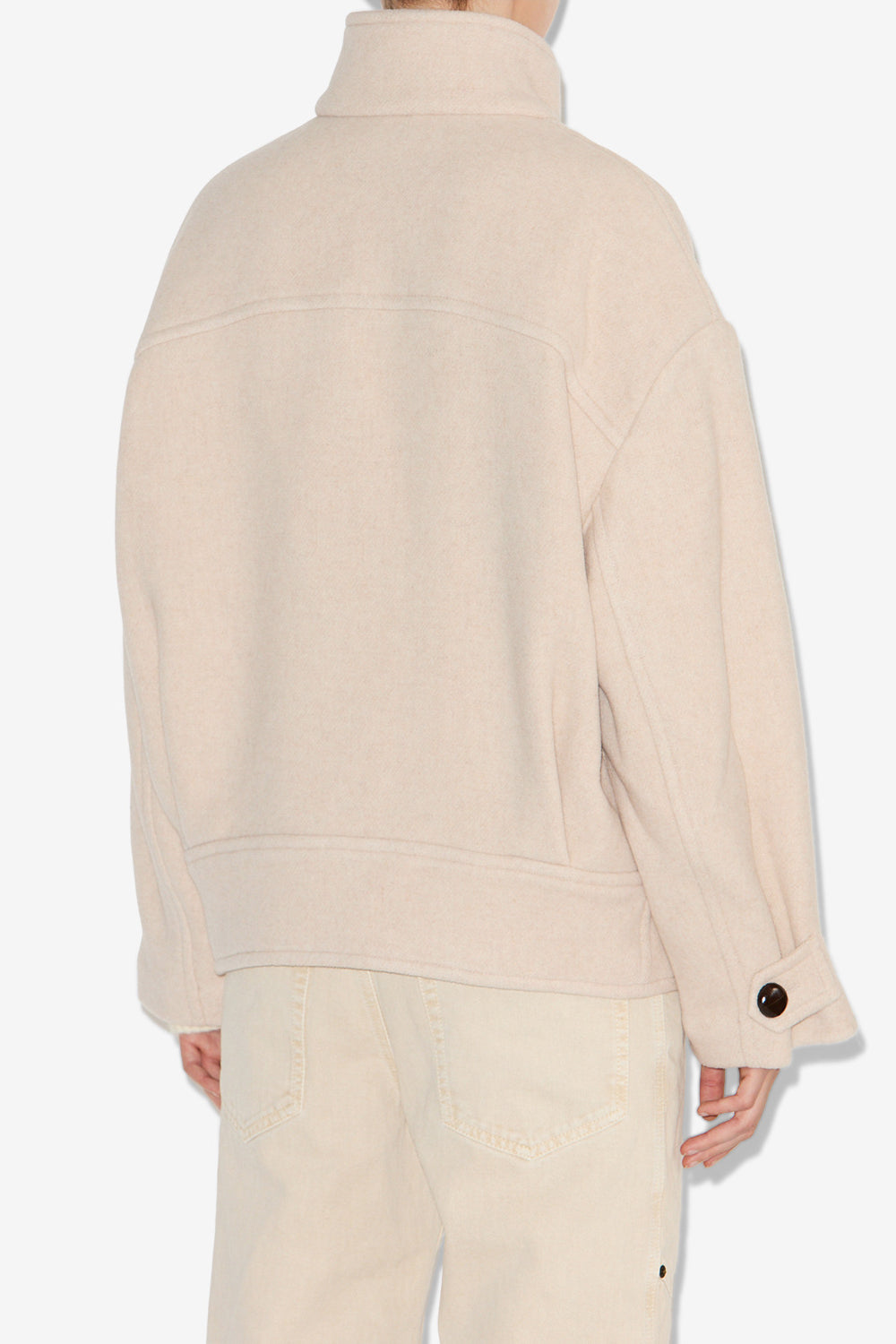 Cappotto corto hanis in misto lana - Ecru - Woman - 5