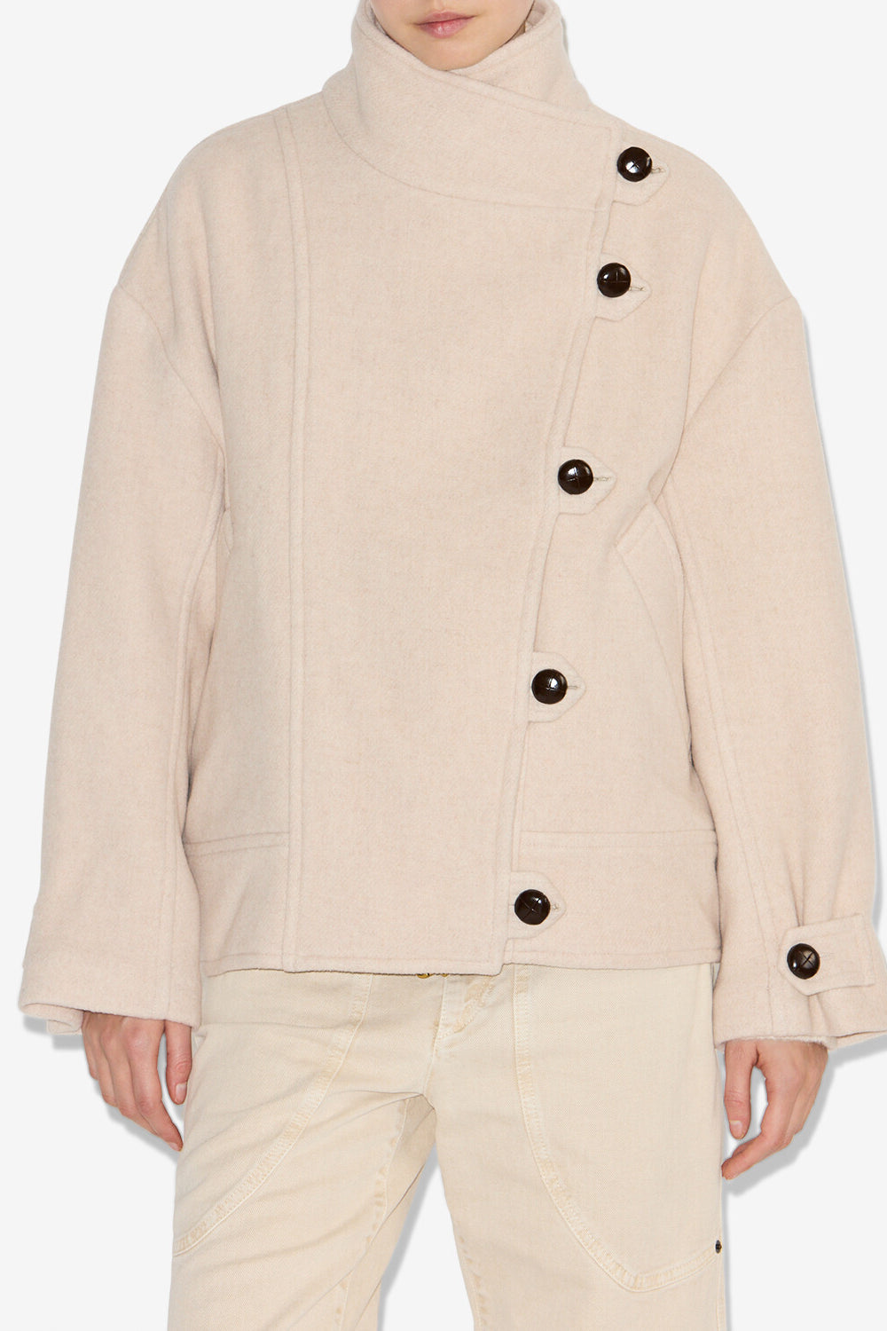 Cappotto corto hanis in misto lana - Ecru - Woman - 4