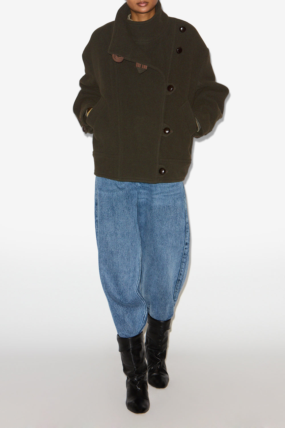 Cappotto corto hanis in misto lana - Dark khaki - Woman - 2