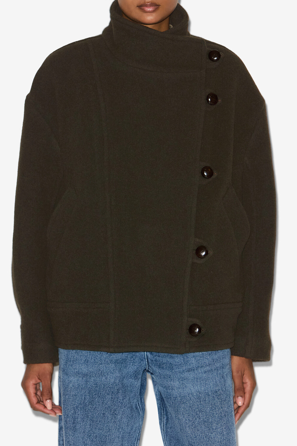 Cappotto corto hanis in misto lana - Dark khaki - Woman - 4