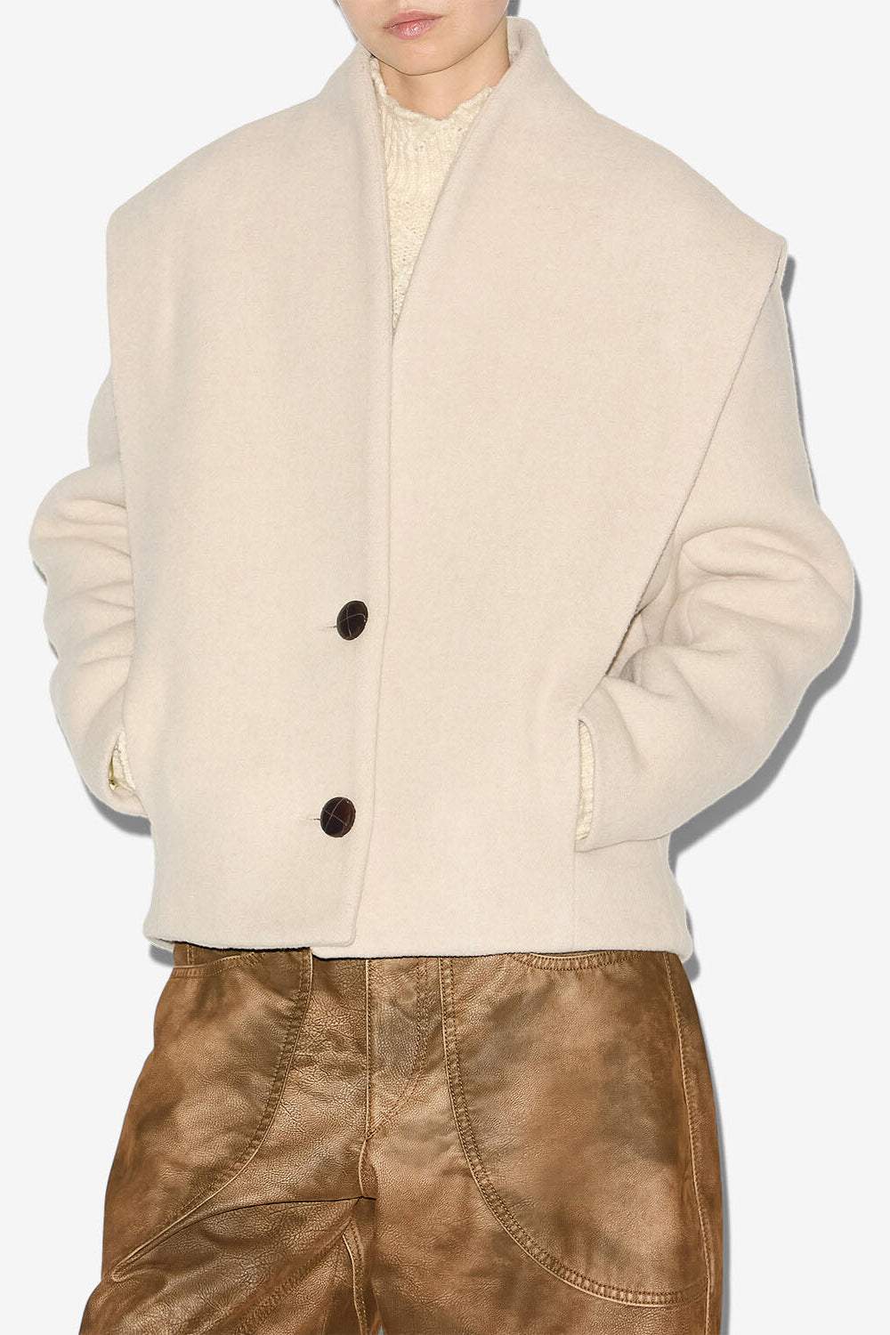 Cappotto dyogo in misto lana - Ecru - Woman - 4