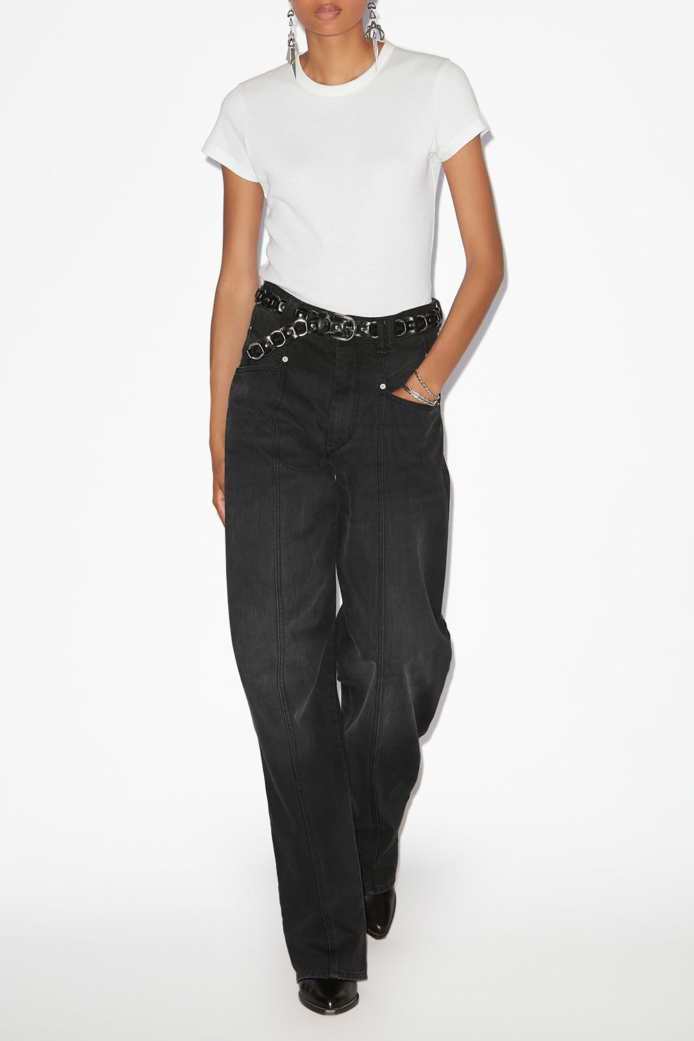 Vaqueros anchos de denim vetan - Negro - Woman - 2