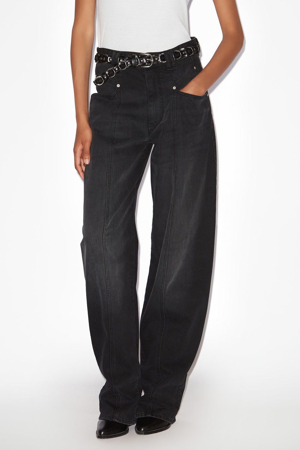 Vaqueros anchos de denim vetan - Negro - Woman - 4