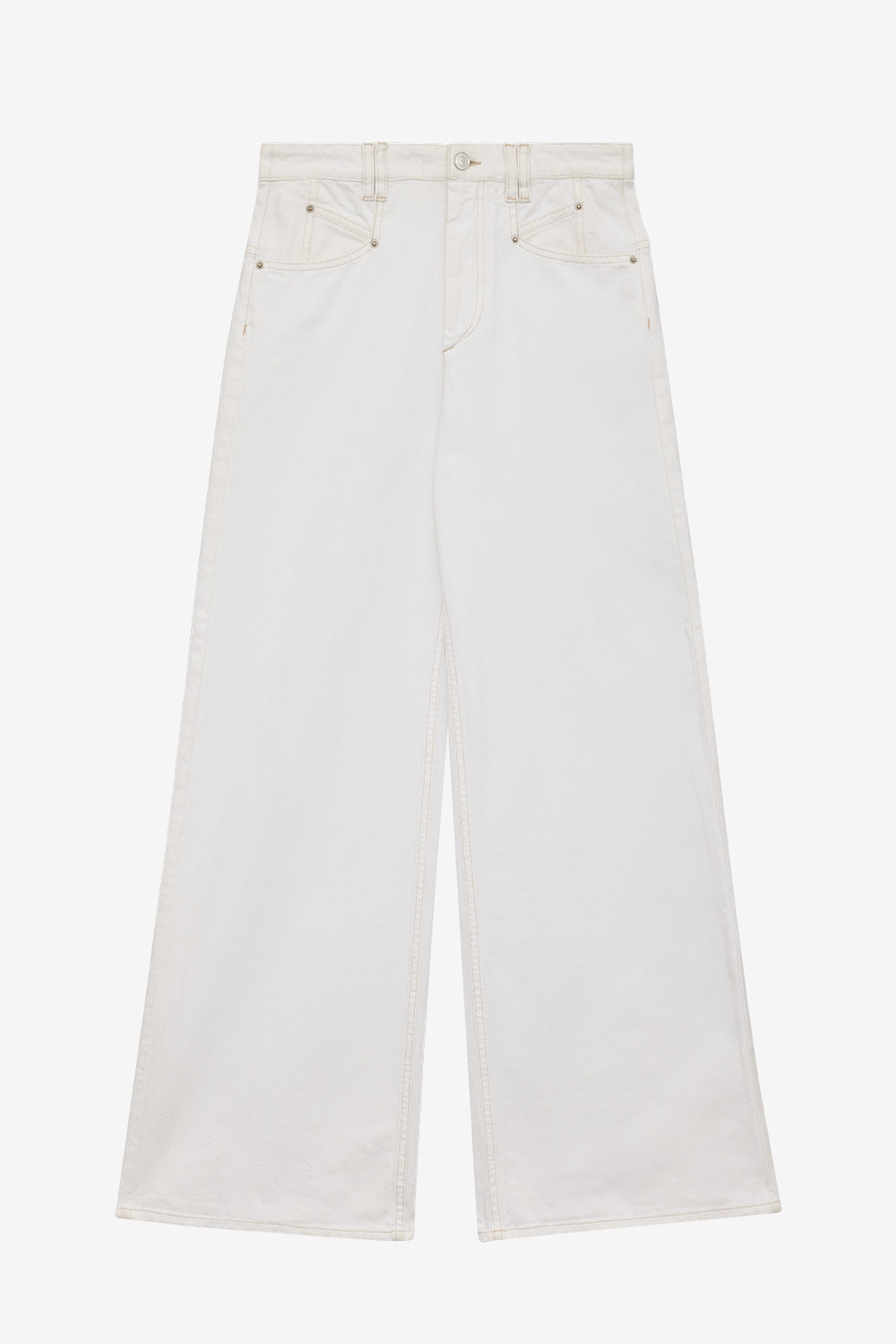 Jeans lemony a vita alta e gamba larga in denim - Bianco - Woman - 1