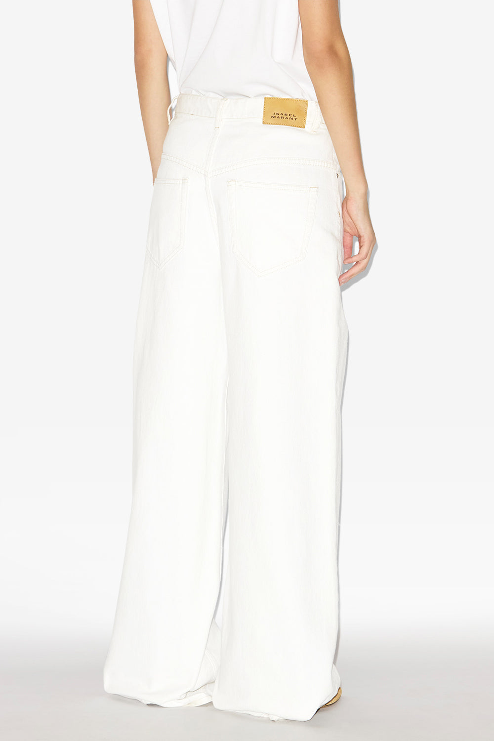 Jeans lemony a vita alta e gamba larga in denim - Bianco - Woman - 5