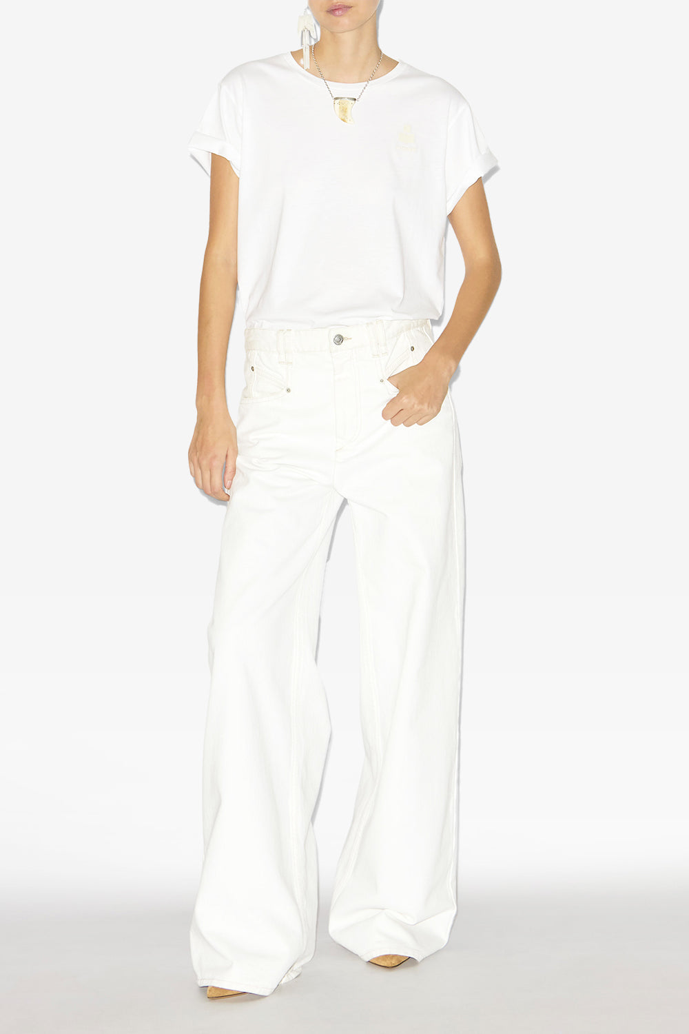 Jeans lemony a vita alta e gamba larga in denim - Bianco - Woman - 2
