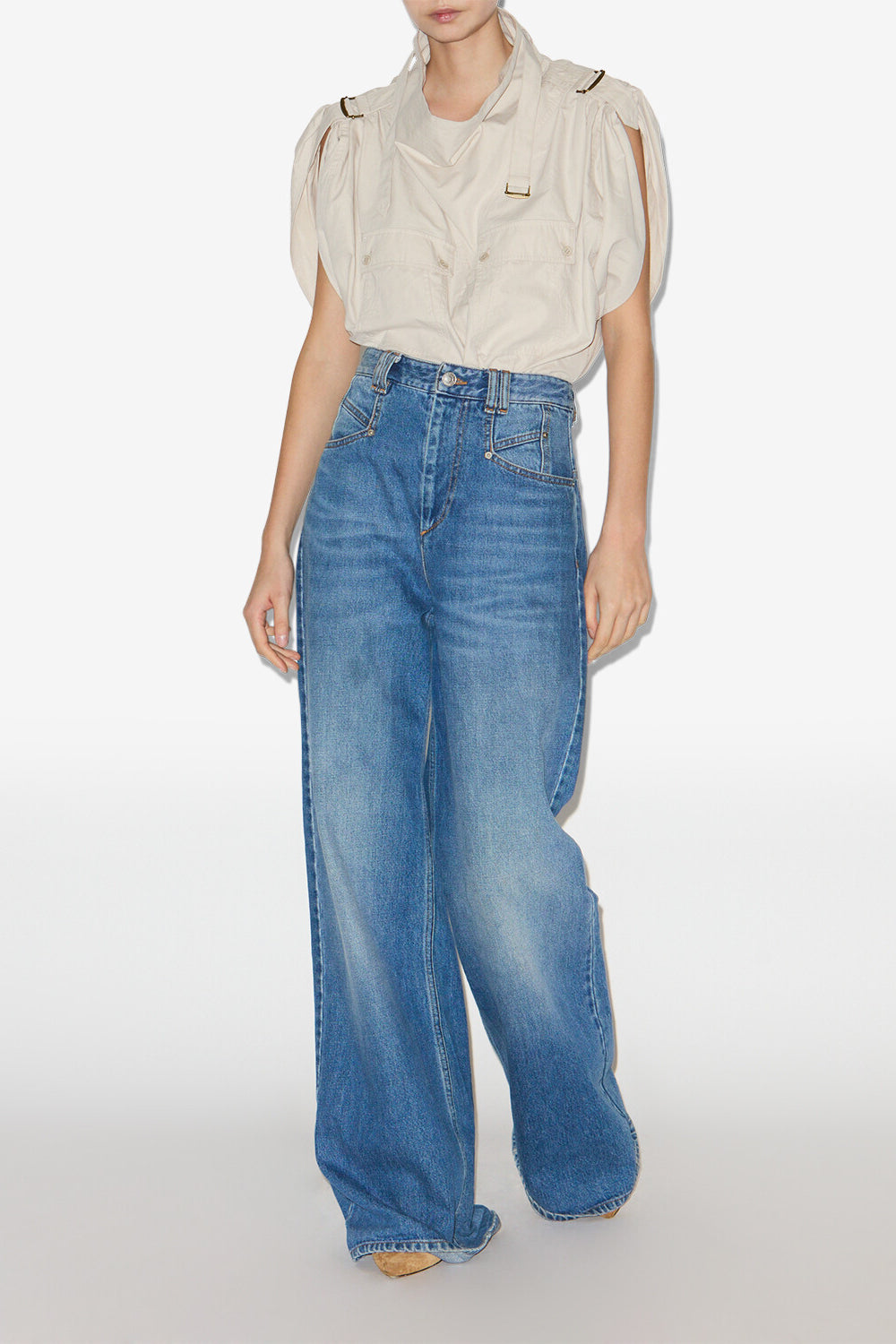 Jeans lemony a vita alta e gamba larga in denim - Blu - Woman - 2