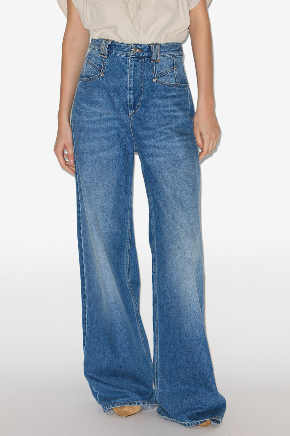 Jeans lemony a vita alta e gamba larga in denim - Blu - Woman - 4
