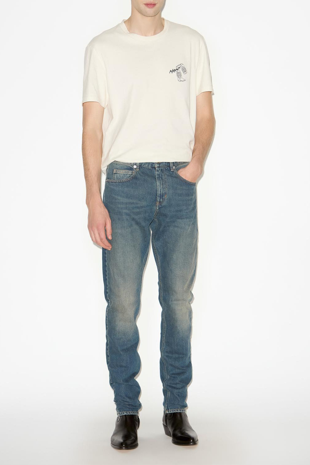 잭(jack) 데님 스트레이트 진 - 파란색 - Man - 2