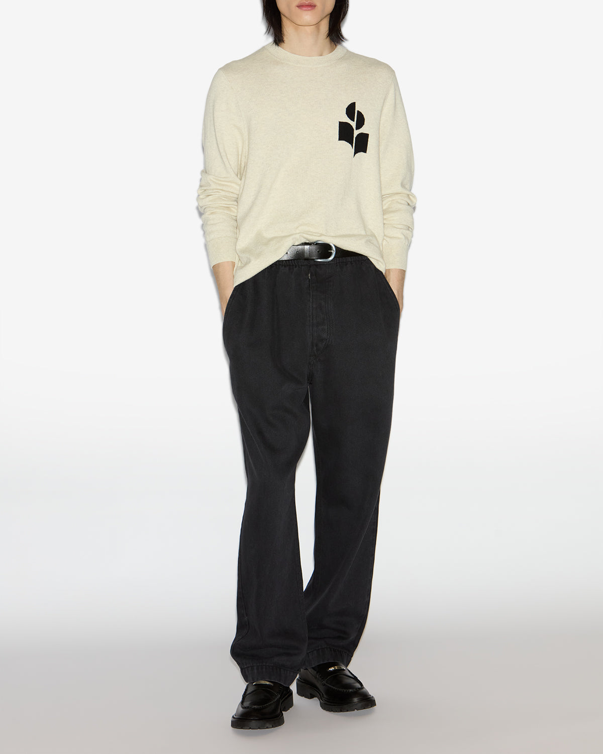 Jeans timeo in morbido denim - Nero lavato - Man - 1