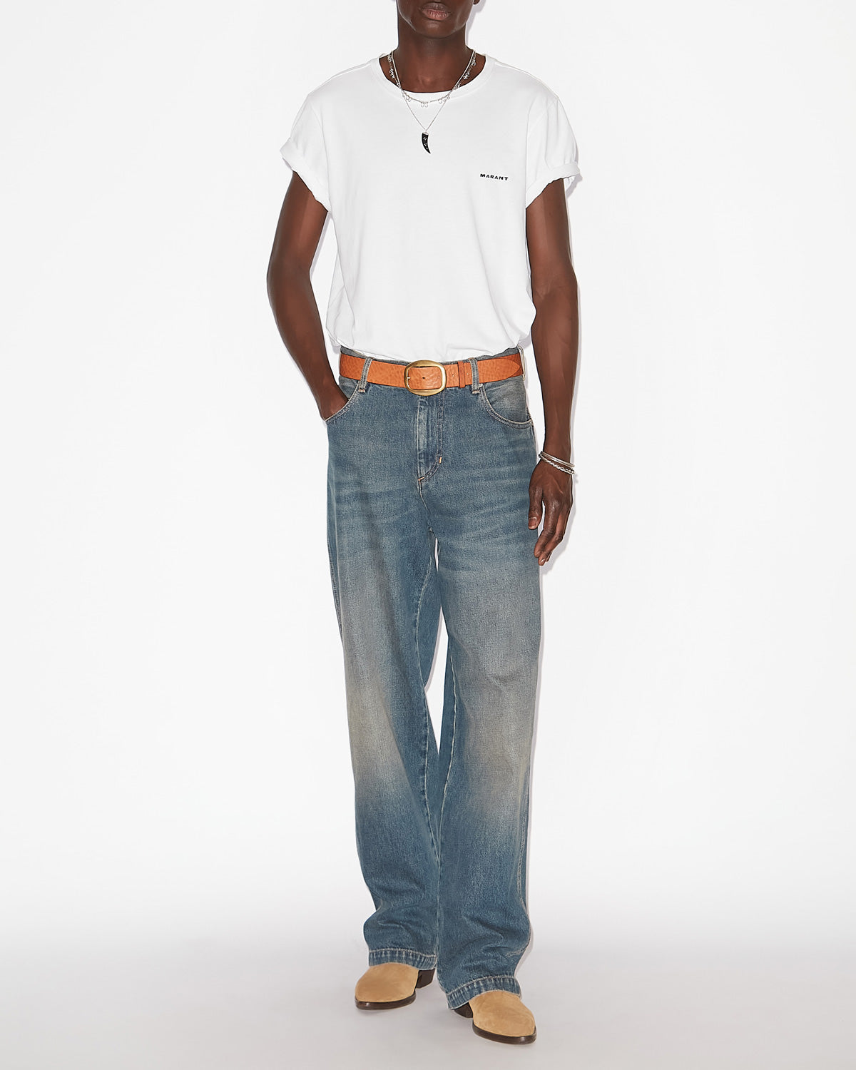 Jeans jorje ampi in denim - Blu - Man - 1