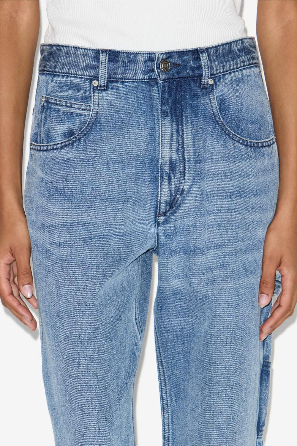 Jeans a gamba larga bymara in denim fluido - Azzurro - Woman - 3