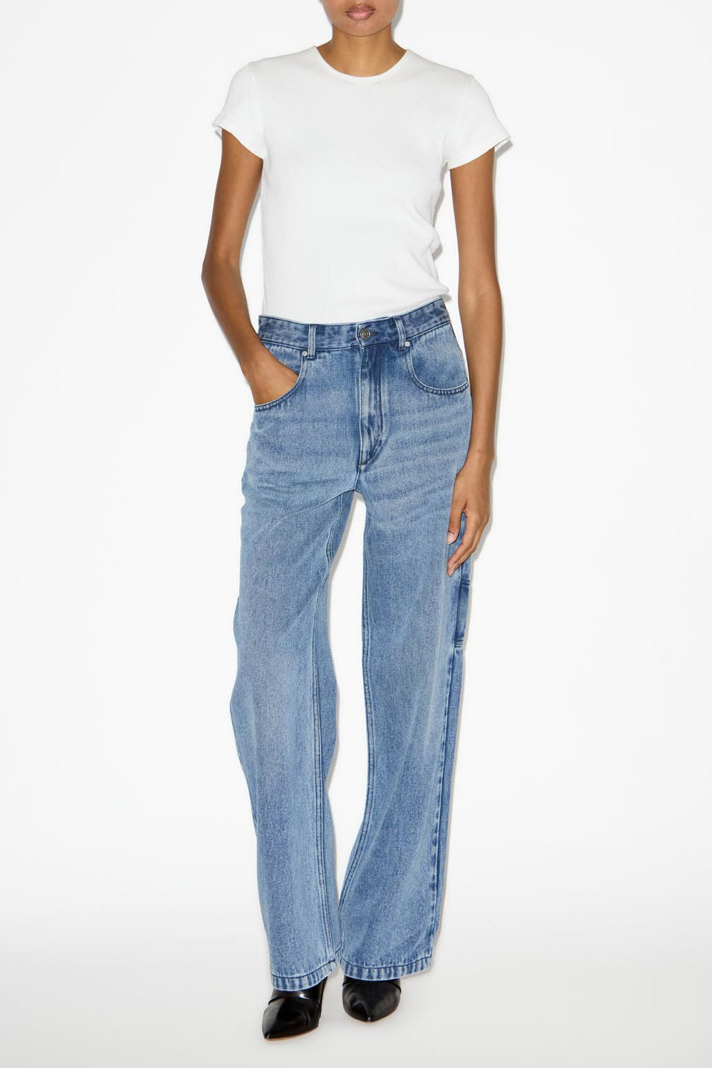 Jeans a gamba larga bymara in denim fluido - Azzurro - Woman - 2