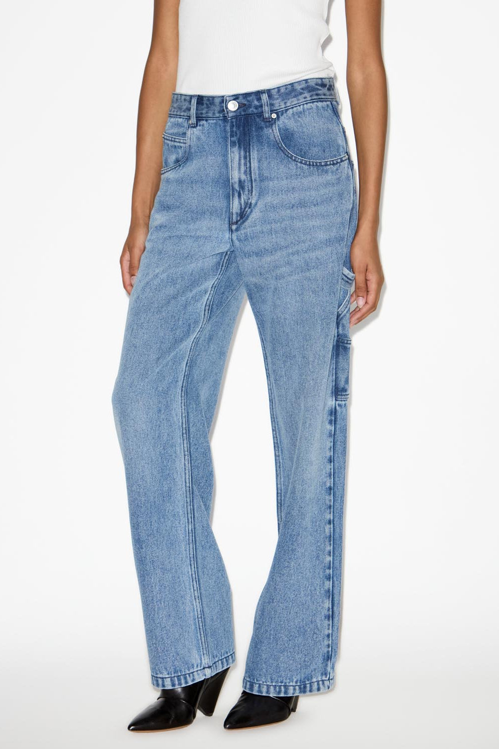 Jeans a gamba larga bymara in denim fluido - Azzurro - Woman - 4