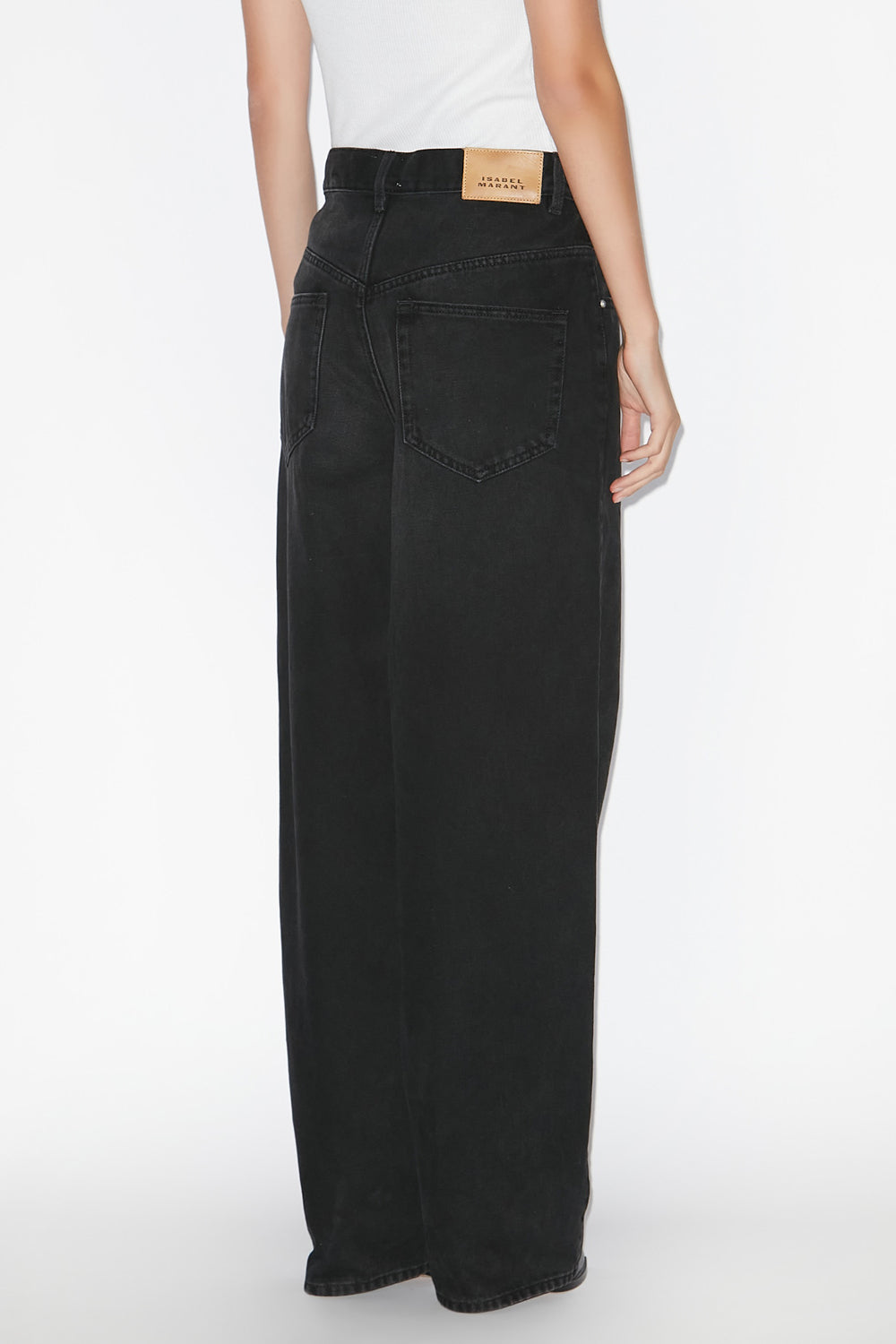 Jeans a gamba larga joanny in denim - Nero lavato - Woman - 5